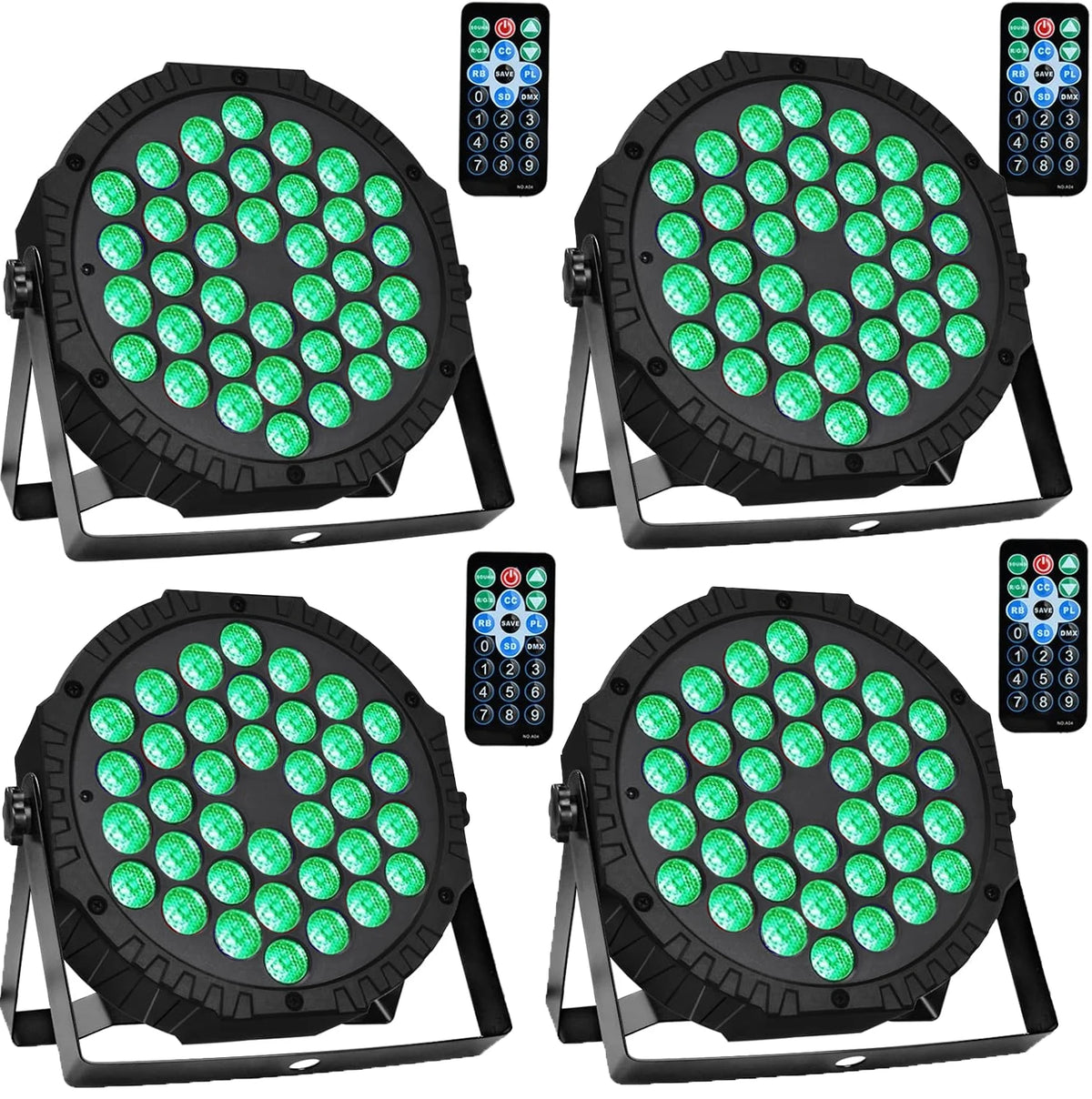 projecteur led 36 diodes rgb sound dmx jump mode noir moderne compact disco scène