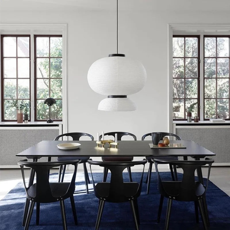 suspension moderne papier rayures horizontales blanc noir 2000 82000 lumens pendentif câble fixé