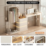 coiffeuse bois moderne beige miroir tiroirs tabouret étagère rangement chambre coucher
