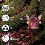 porte fée adhésive bois papillons coeurs fleurs rose blanche verte fantaisie