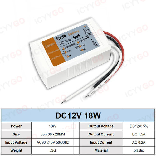 transformateurs led 12v 18w 28w 48w 72w 100w blanc bleu modernes câbles certifiés ccc