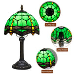 lampe table tiffany verre vert noir jaune libellules motif opalescent moderne chambre salon