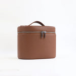 boîte rangement cosmétique simili cuir marron rose noir compartiments internes poignée amovible moderne pratique