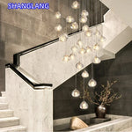 suspension lumineuse moderne transparente cristal ampoules led 200cm haute luminosité