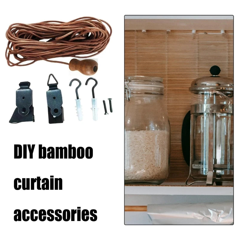 corde rideau marron clair tissée moderne clips crochets vis 12m