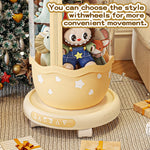 boîte rangement transparente peluches alien beige étoiles ouverture large roulettes mobile