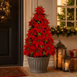 Arbre artificiel Noël rouge fleurs poinsettia classique stake intérieur hiver noël Halloween decoration balcon