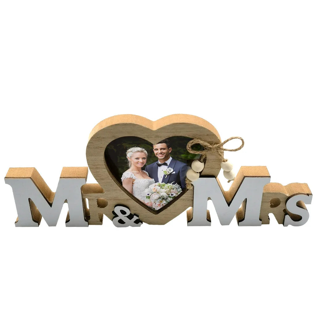 cadre photo bois coeur moderne mr mrs clips decoration valentin mariage famille erotique