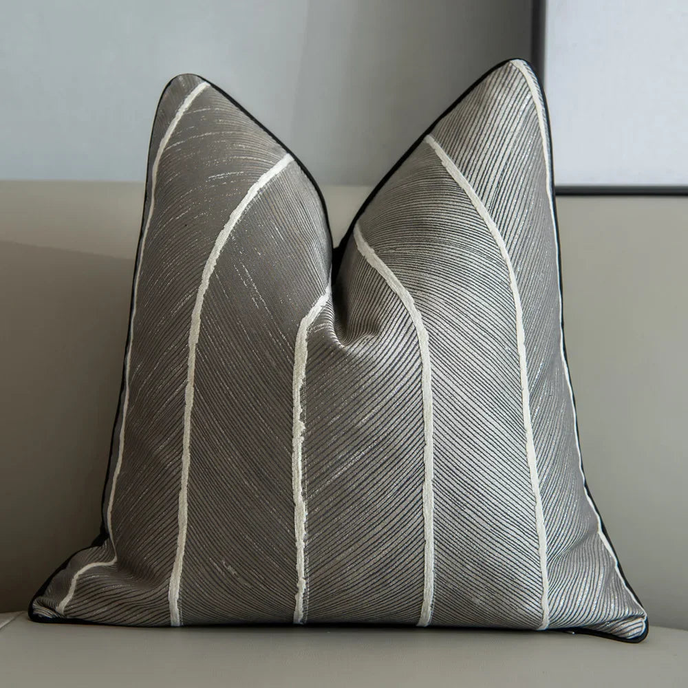 housse coussin rayures gris moderne 100 polyester 45x45cm sofa décoration chambre carreaux horizontaux