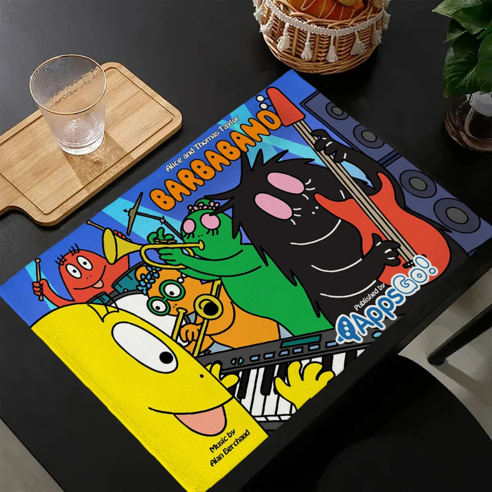 tapis multicolore dessins animés personnages cartoon table maison isolation thermique plats occidentaux