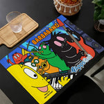 tapis multicolore dessins animés personnages cartoon table maison isolation thermique plats occidentaux