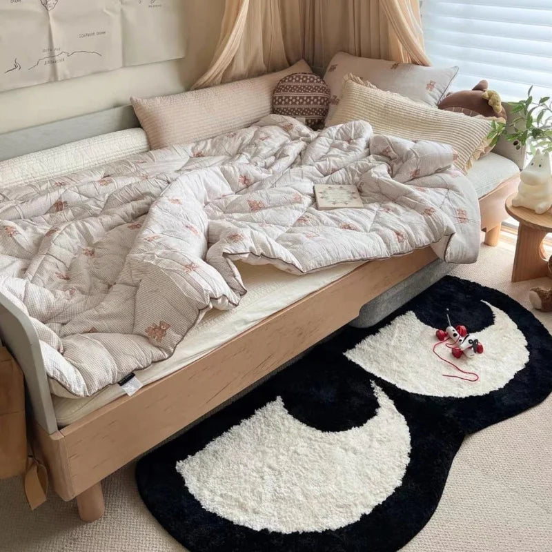 tapis noir blanc coeurs moderne antidérapant polyester usage multiple dimensions disponibles