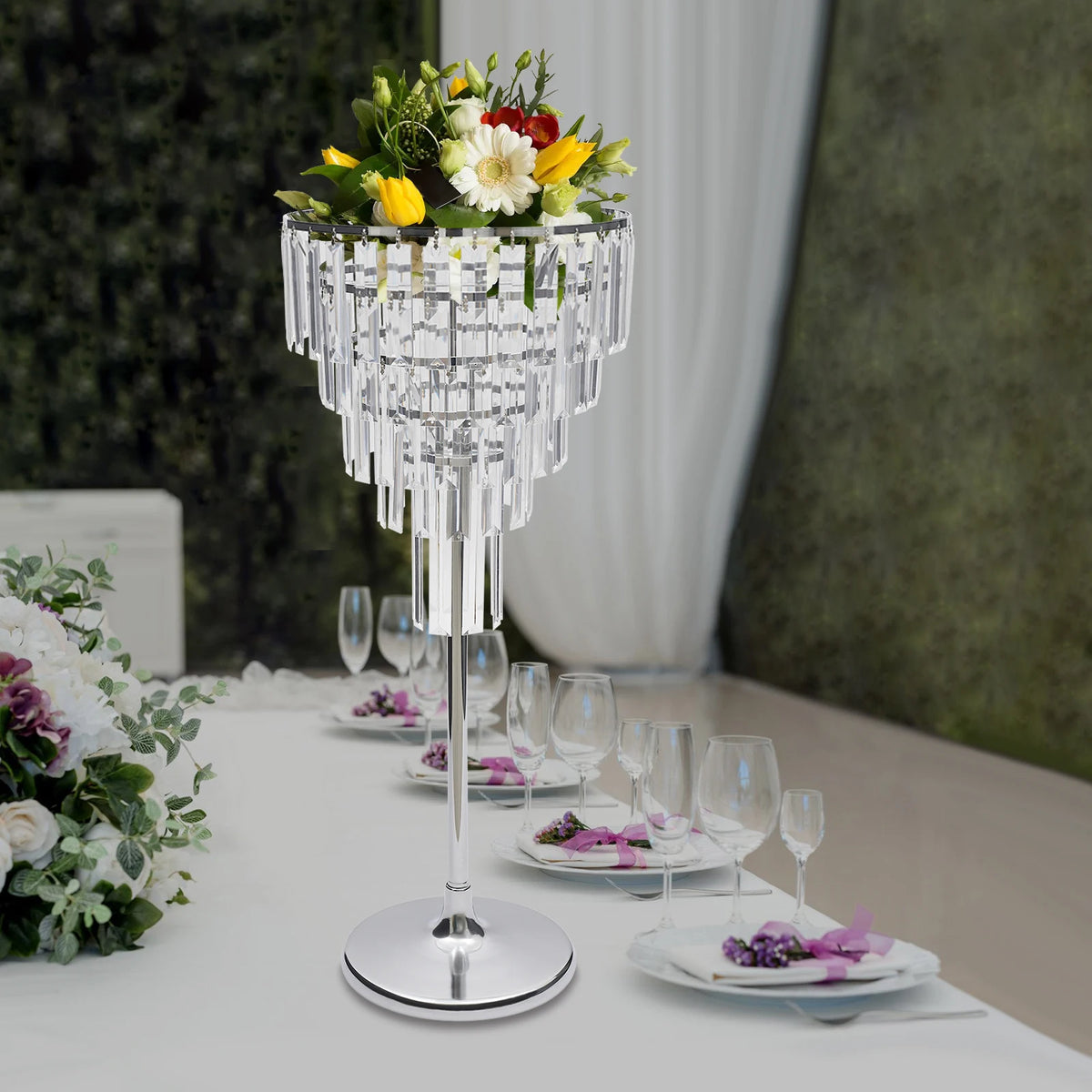 support floral transparent moderne or argent bouquet inclusion centro mesa