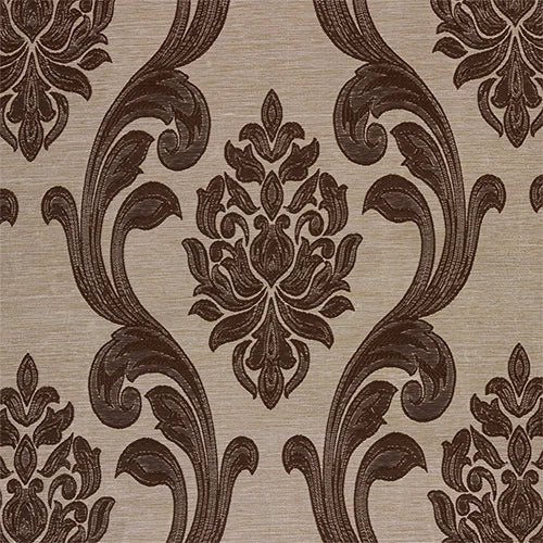 nappe décorative élégante motif floral marron beige doré tissu brodé relief maison runner table