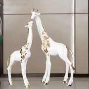 statue girafe résine 88cm blanc doré motifs floraux décoration intérieure moderne luxueux