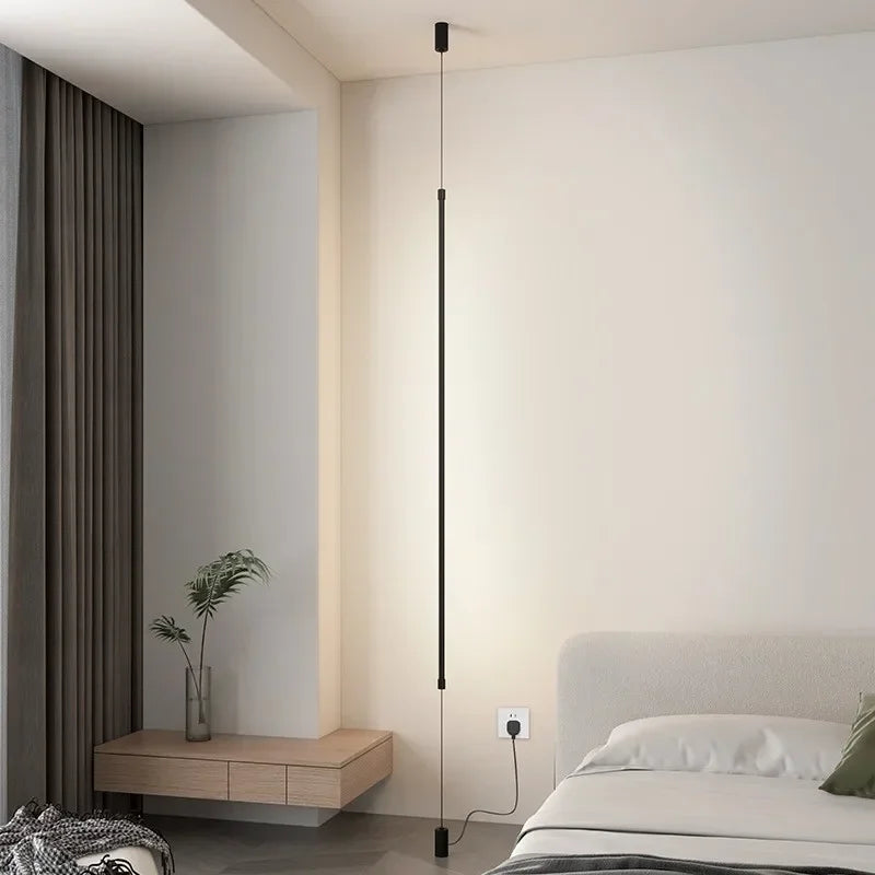 lampe poser moderne noire lisse salon chambre câble prise électrique