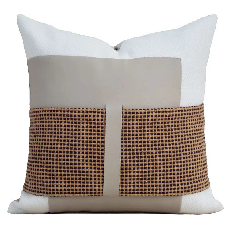 housse coussin carré orange motif géométrique moderne adhésif décoration intérieur