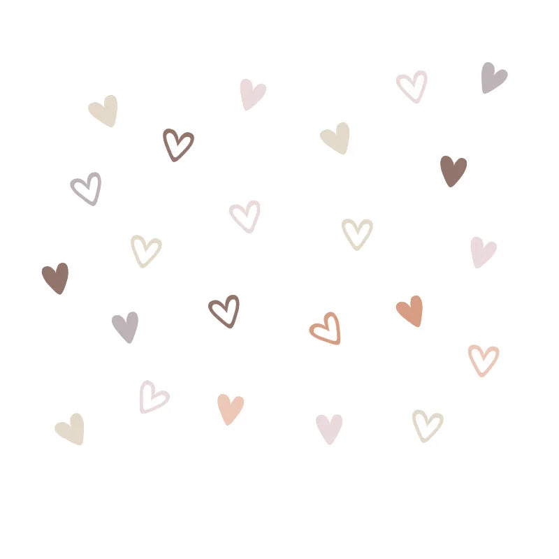 stickers muraux coeurs beige rose gris brun modernes adhésifs chambre enfants fonds écran