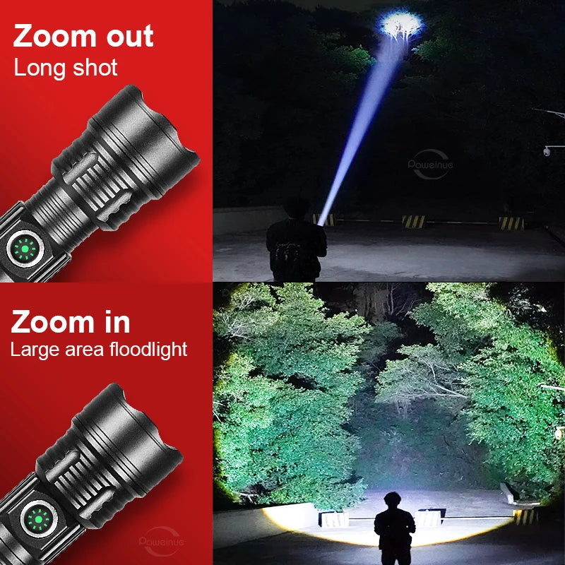 torche led tactique 30w rechargeable lumiere intense résistante autodéfense aluminium noir