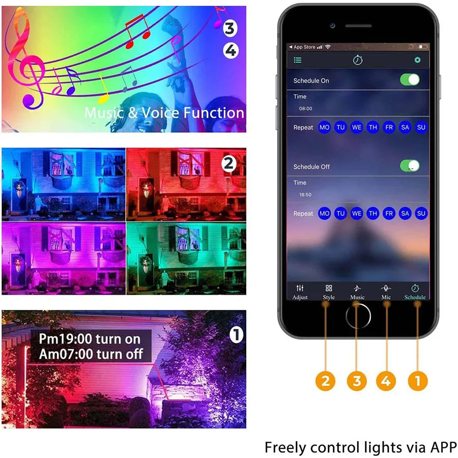 projecteurs led extérieurs modernes ip65 15w rgb noir aluminium bluetooth