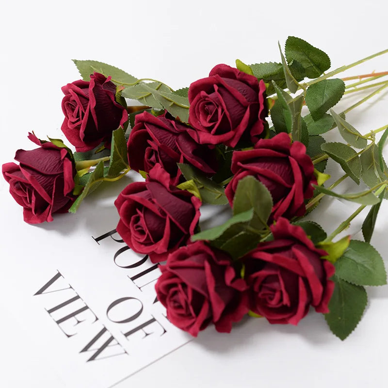 bouquet roses artificielles blanc rouge violet classique décoration maison anniversaire saint valentin mariage
