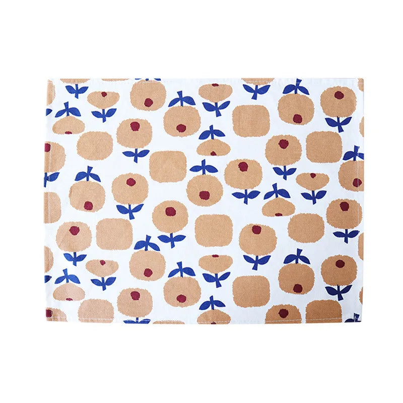nappe table motif floral moderne rouge blanc bleu marine tissu coton polyester decoration intérieure