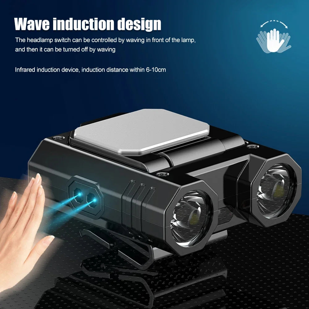 lampe torche noire moderne clips double interrupteur induction lentille rouge cache aluminium led campingurgence