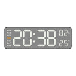 horloge numérique murale LED noir blanc température humidité semaine USB rechargeable moderne