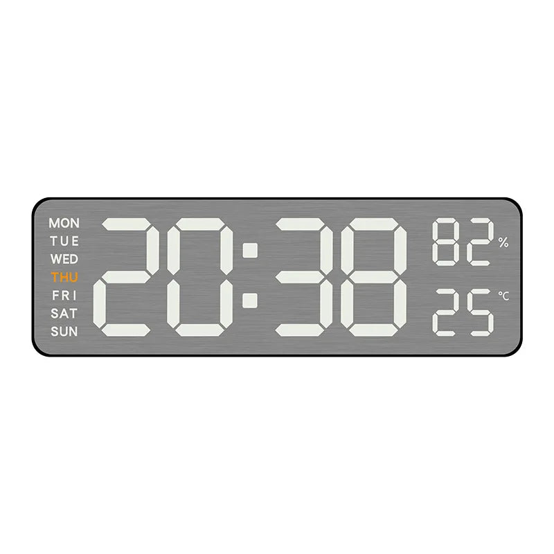 horloge numérique murale LED noir blanc température humidité semaine USB rechargeable moderne