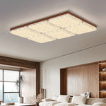 plafonnier moderne blanc marron cristaux découpés élégant protection oculaire interrupteur tactile led