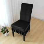 Housse chaise velours coton polyester noir gris classique anti poussière mariage banquete