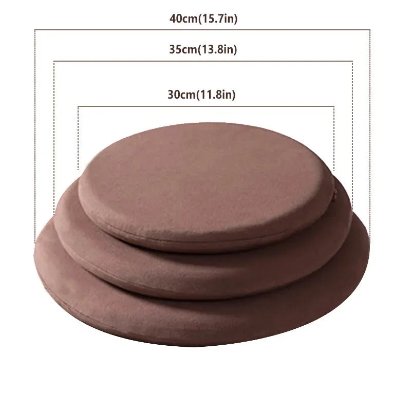 coussin rond mousse mémoire forme antidérapant coton lavable bleu gris marron vert moderne
