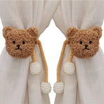 attache cordon fenêtre teddy bear mignon décoration maison tissu doux couleur beige marron clair