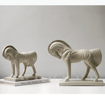 statue cheval moderne texturée beige gris décoration chambre art deco sculpté