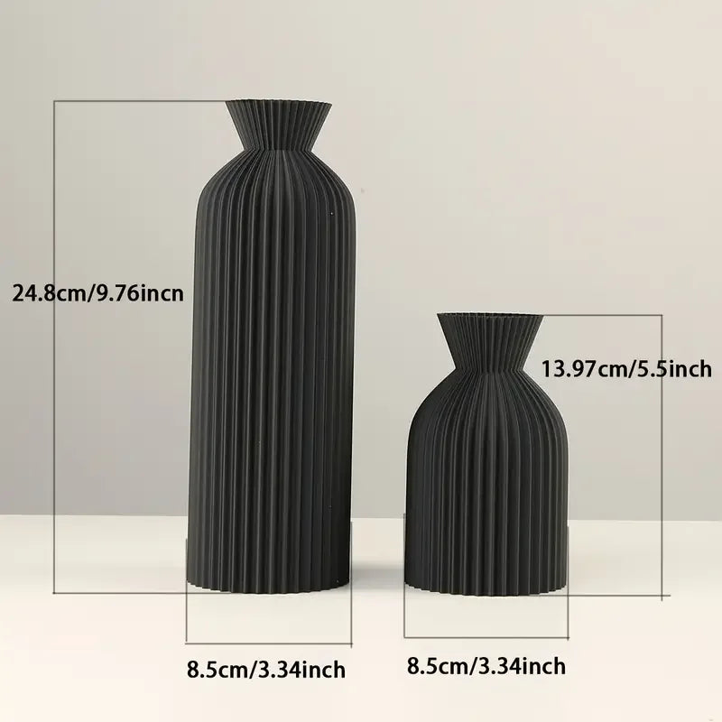 vases noirs beiges rayures modernes fleurs séchées intérieur table salon decoration xs