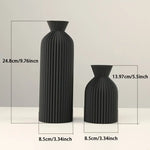 vases noirs beiges rayures modernes fleurs séchées intérieur table salon decoration xs