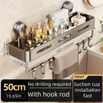 étagère murale gris perforée moderne ventouse salle bain shampoing savon cosmétiques