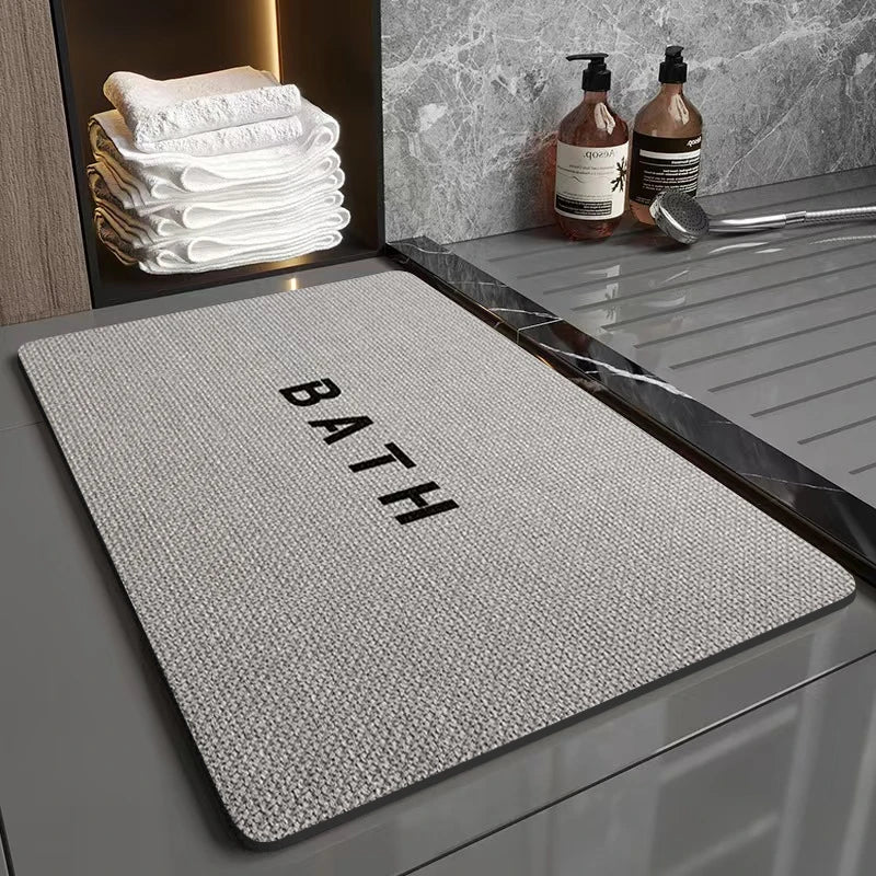 tapis bain caoutchouc gris clair texture tissée moderne adhésif 60x40cm 80x50cm absorbant