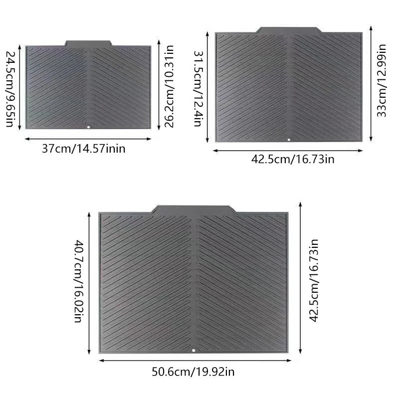 tapis cuisine moderne gris vert rayures diagonales drainage anti dérapant haute température resistant
