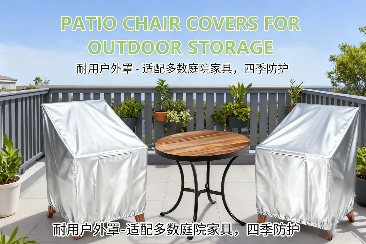 housses chaise patio extérieur noir argenté polyester moderne élégantes protection fauteuils unies toutes saisons