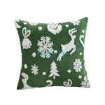 housse coussin motif flocons neige rennes noel vert blanc coton polyester lit festive