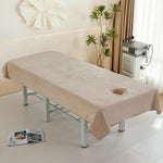 couverture massage beige douce brodée rose moderne blanc anti poussière