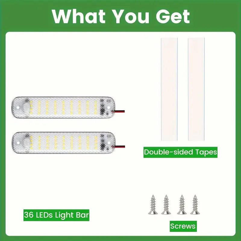 barre lumineuse led 36 diodes blanc 6000k adhésif vis éclairage intérieur moderne camping car