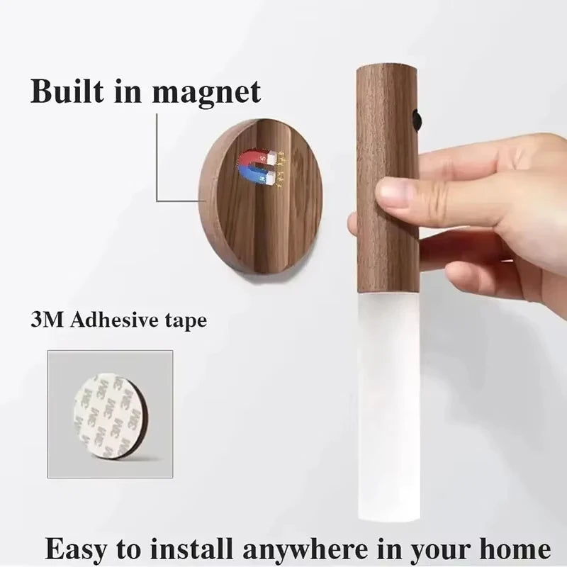 lampe murale led rechargeable aimantée texture bois finition mate moderne minimaliste