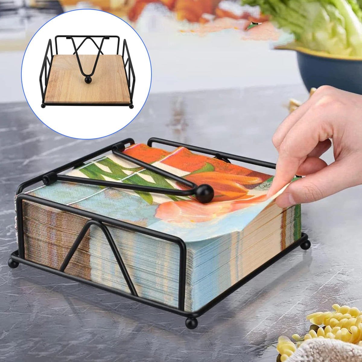 porte serviettes moderne noir bois papillon cœur clips plateau minimaliste