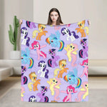 couverture polaire violet clair motif poneys arc ciel moderne portable anti boulochage
