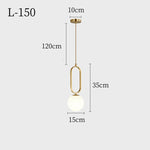 suspension lumineuse moderne sphérique blanche dorée minimaliste chambre salonhôtel