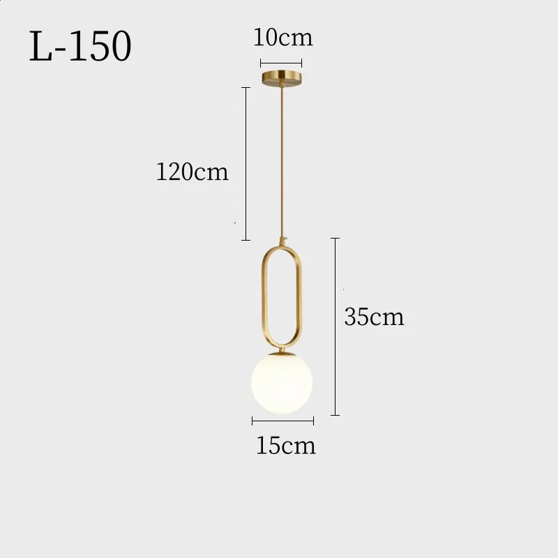 suspension lumineuse moderne sphérique blanche dorée minimaliste chambre salonhôtel