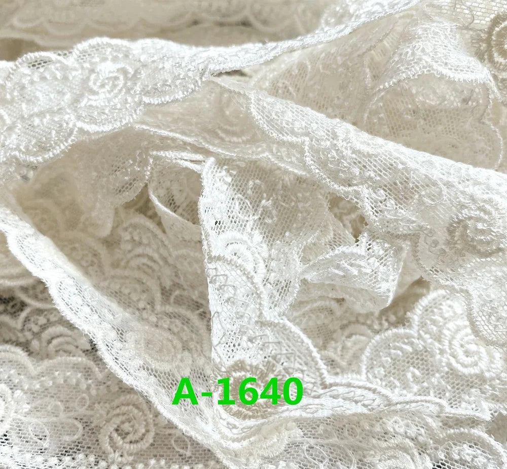 ruban dentelle motif floral blanc classique 2.3cm largeur 10mètres écologique tissu maille