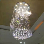 lustre suspension cristal transparent moderne éclairage escalier salon hall maison luxe